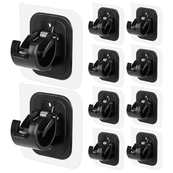 Self Adhesive Adjustable Curtain Rod Holder Hooks Brackets Nail Free No Drilling Clear Hangers for Bathroom Kitchen Home Hotel 8 Pieces