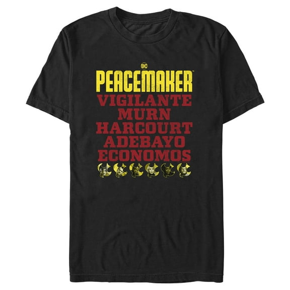 Men's Peacemaker Character Names  Graphic Tee Black X Large