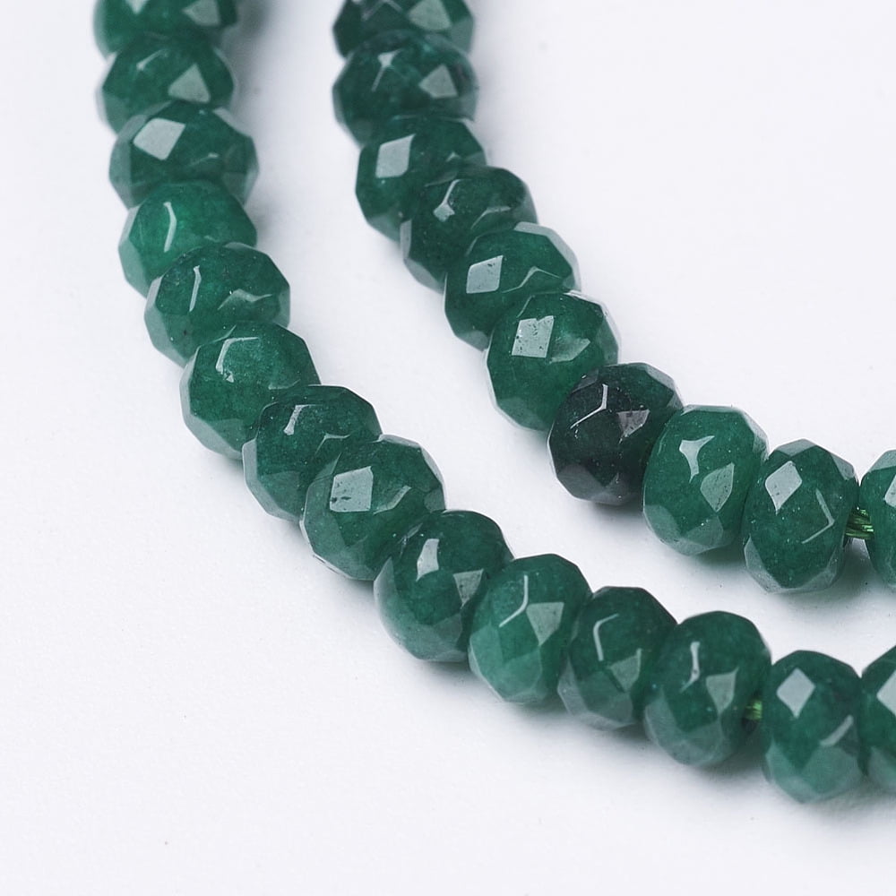 10 Strand Natural Malaysia Jade Beads Strands Dyed Faceted Rondelle Green 4x3mm Hole: 1mm 116pcs/strand 13.7 inch(35cm)