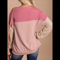 thumbnail image 4 of Moda para Mujer 2025, Camisetas Holgadas Informales de Punto con Cuello Redondo y Larga con Bloques de Color Rosa M, 4 of 10