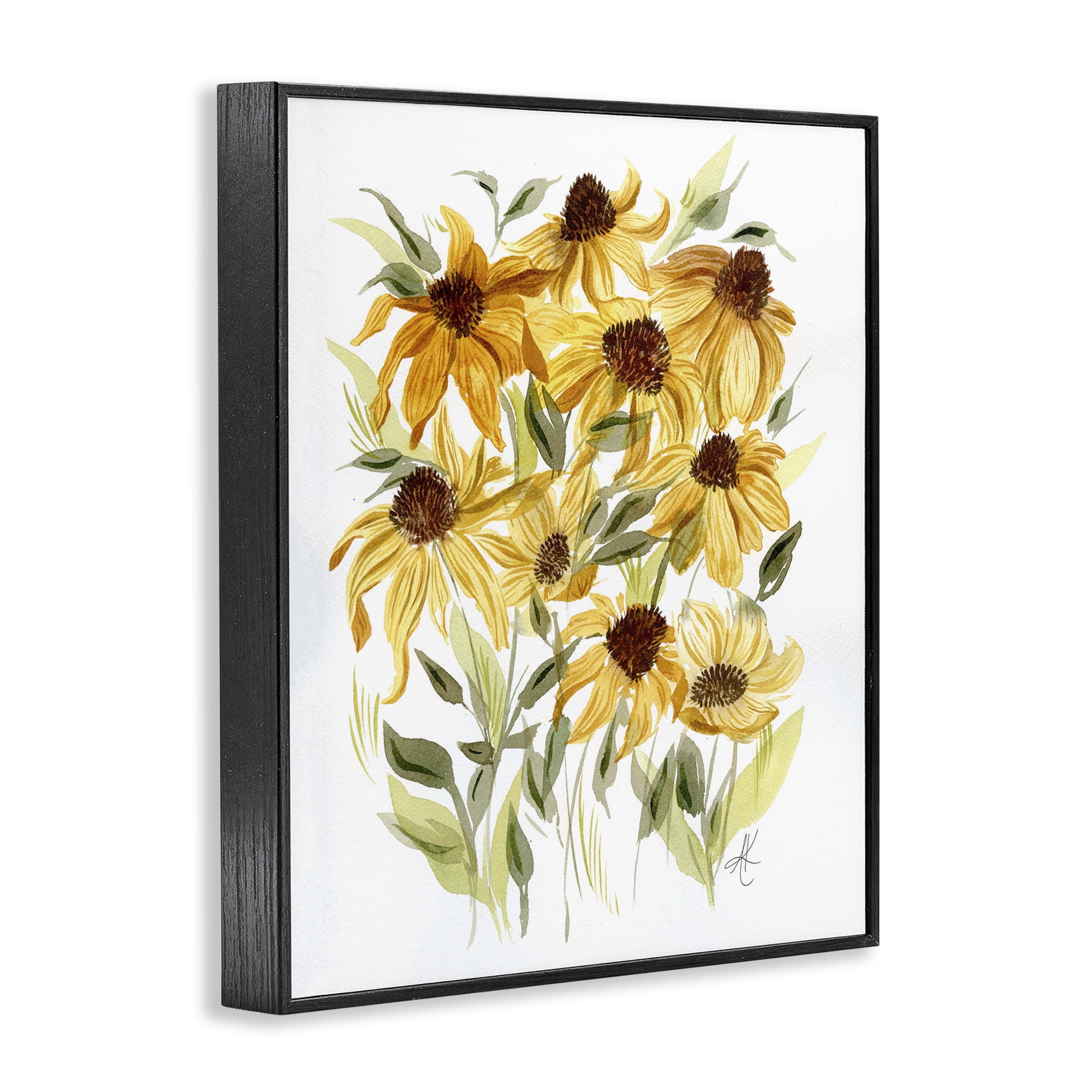 Stupell Industries Yellow Rudbeckia Florals Botanical & Floral Painting Black Framed Art Print Wall Art, 11 x 14