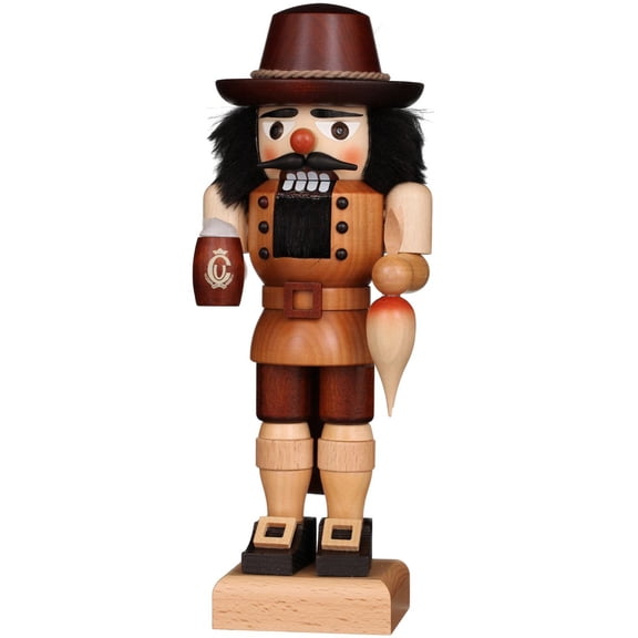 10" Free Standing Christian Ulbricht Handcrafted Natural Wooden Bavarian Nutcracker