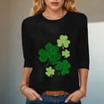 thumbnail image 2 of felwors Womens 3/4 Sleeve Crew Neck Valentine T Shirts Love Heart Printed Graphic Tee Tops (Black, S), 2 of 8
