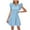 Light Blue, variant on VSSSJ Women's Double Layer Ruffle Short Sleeve V Neck Tassel Mini Dress Solid Color Ruffle Hem Loose Swing Summer Casual Short Dress