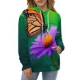 thumbnail image 4 of Butterfly on Purple Flower Men's Women New Sweatshirt Hoodie Men's Plus Size Sweatshirt Hooded Sweatshirt 3d Printed Street Men's Cloth, 4 of 6