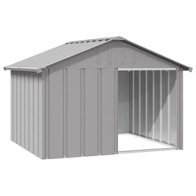 Dog House VidaXL, acero galvanizado duradero, resistente a la intemperie, gris