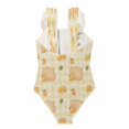 thumbnail image 2 of Girls Ruffled One Piece Swimsuit Summer Beach Vacation Swimwear Tank Swimsuit Light Brown Capybara, 2 of 8