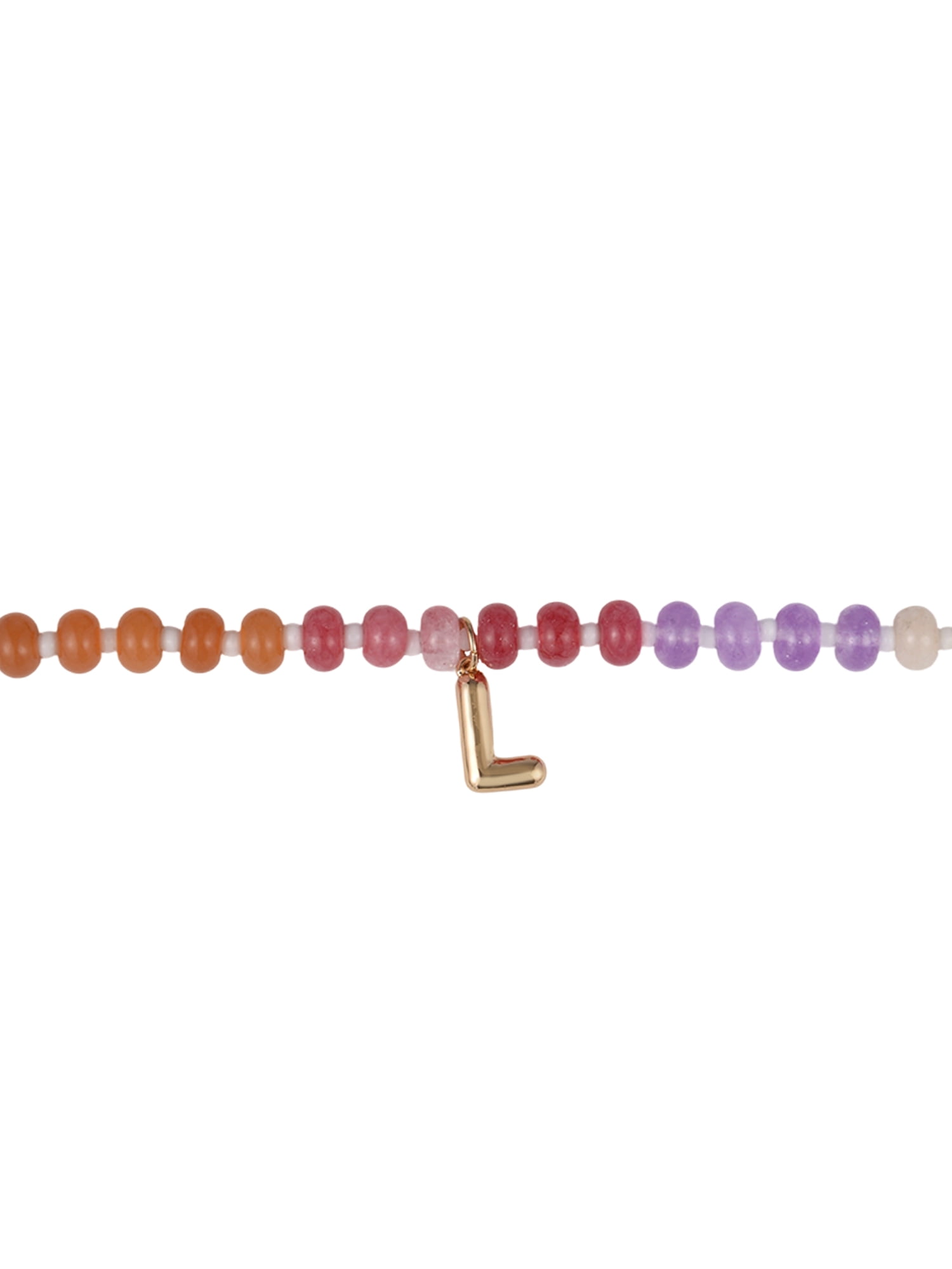 Time and Tru Goldtone Multicolored Bead Initial "L" Necklace