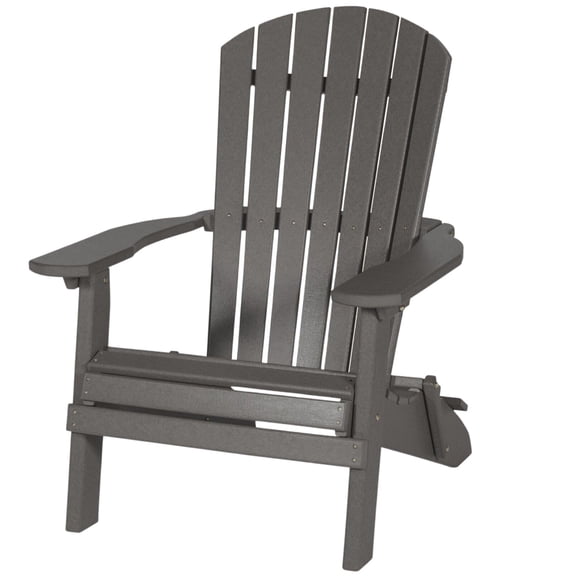 Amish-Made Recycled Poly Folding Adirondack Chair with Arms (Dark Gray)