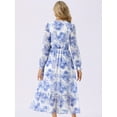 thumbnail image 5 of DARING DIVA Long Sleeve Floral V Neck Boho Chiffon Midi Dress L White, 5 of 7