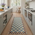 thumbnail image 5 of 2x3 Area Rug Non Slip Backing, Machine Washable Low Pile Indoor Doormat, Small Print Pattern Floor Mat for Front Door Entrance, Hallway, Kitchen and Bathroom, Checkerboard, Dusty Blue, 5 of 5