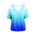 thumbnail image 4 of Guluxicc Women's Cold Shoulder Shirts Short Sleeve V Neck Graphic Tops for Summer Casual Outfits, 4 of 5