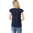 thumbnail image 3 of Camiseta Manga Tulipán Allegra K Cuello En V Básico Para Mujer Azul oscuro S, 3 of 5