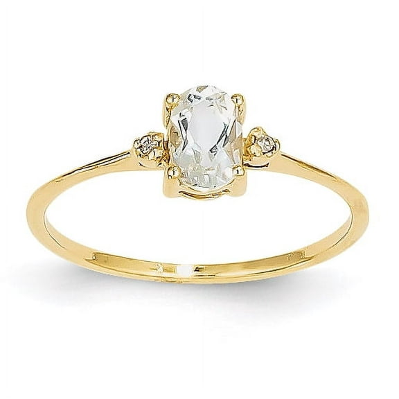 14k Diamond & White Topaz Birthstone Ring