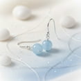 thumbnail image 3 of Bling Jewelry Womens Simple Round 8MM Bead Natural Stone Drop Earrings Fish Hook Sterling Silver, 3 of 3
