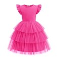 thumbnail image 1 of Vestido Arshiner con volantes en forma de tutú para niña de 4 a 5 años, color rosa intenso, 1 of 6