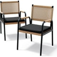 thumbnail image 4 of Wicker Patio Chairs Set of 2, Outdoor Chairs Balcony Seats with Metal Frame and Square Rattan Design for Balcony, Backyard, Poolside, 4 of 6
