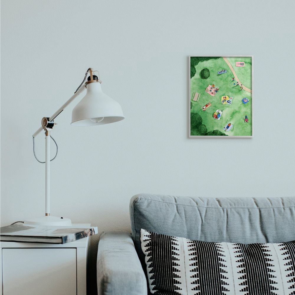 Stupell Industries Kid's Summer Park Activities Friends Watercolor Painting Framed Wall Art Design by Grace Popp, 11" x 14", Gray Framed