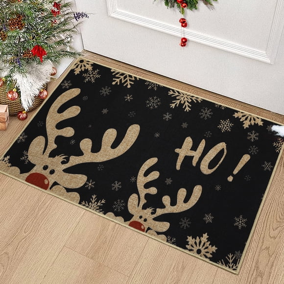 Tapete Navideño Antideslizante – Reno y Copos de Nieve – Lavable – 42.5x73.5 cm – Puerta, Cocina o Salón – Decorativo