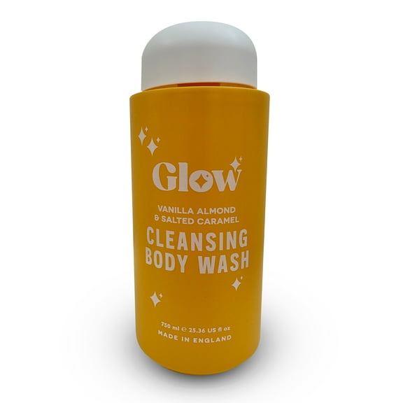 Glow Cleansing Body Wash – Vanilla Almond & Salted Caramel, 750 ml / 25.36 fl oz – Warm Nutty Fragrance, Skin-Softening Formula, Made in England