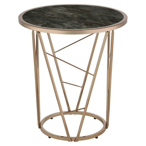 ACME Cicatrix Round End Table in Black and Champagne