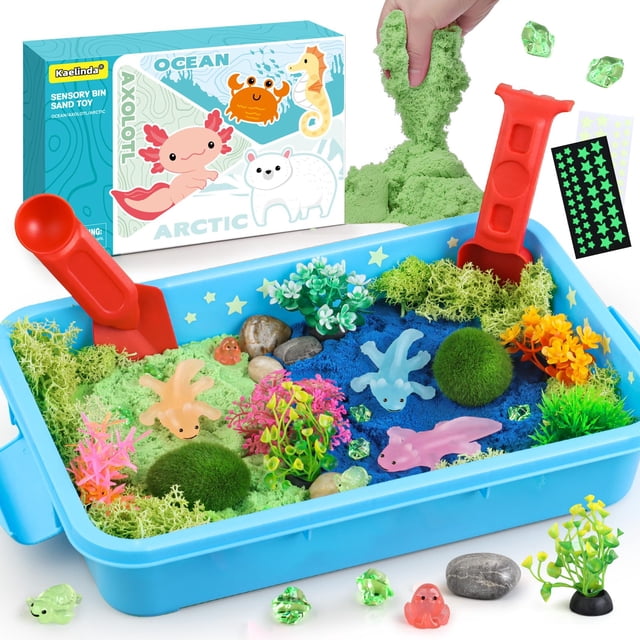 Papelera sensorial Kaelinda Axolotl para niños con arena y accesorios