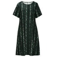 thumbnail image 4 of safuny Women's Midi Loose Dress with Pocket Clearance Floral Print Retro Boho Scoop Neck Dress Clothing Elegant Casual Comfy Holiday Short Sleeve Summer Beach Green S, 4 of 9