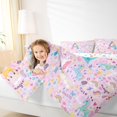thumbnail image 3 of jejeloiu Unicorn Rainbow Monogram A Full Size Comforter Sets For Girls,Magical Star Initial Bedding Sets For Kids,Colorful Stars Reversible,3-Piece, 3 of 7