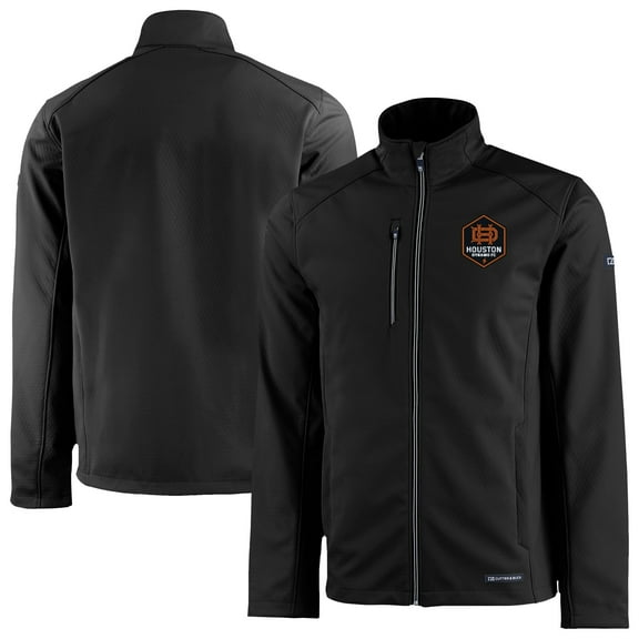 Men's Cutter & Buck  Black Houston Dynamo FC Evoke Eco Softshell Recycled Full-Zip Jacket
