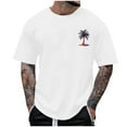 thumbnail image 2 of Mens Shirts Print Coconut Tree Blouses Round Neck Casual Short Sleeve Round-Neck Top White M T-shirts for Men, 2 of 4
