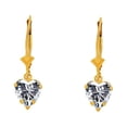 thumbnail image 1 of Precious Stars 14K Yellow Gold Cubic Zirconia Heart Dangling Earring Studs, 1 of 3