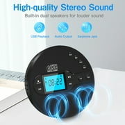 Jazmm CD Player Portable with Bluetooth 5.1, 2000mAh Rechargeable Discman, MP3/CD-R/USB Playback, Backlit LCD, Sleep Timer for Car, Home