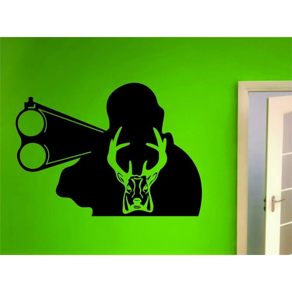 Custom Decals Buck Deer Animal Hunting Hunter Man Gun Boys Kids Bed Room Sports 6 X 8"