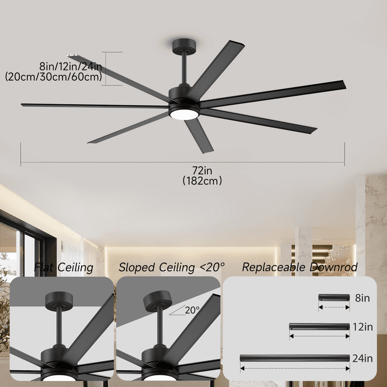 Doozoler 72 inch Indoor Outdoor Industrial Large Ceiling Fan