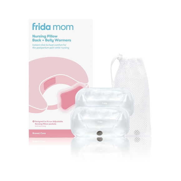 Almohada de lactancia Frida Mom con calentadores para espalda y abdomen, 2 paquetes térmicos