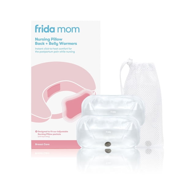 Almohada de lactancia Frida Mom con calentadores para espalda y abdomen, 2 paquetes térmicos
