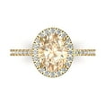 thumbnail image 2 of 2.27 ct Oval Cut Natural Morganite Solitaire with Accents Engagement Ring for Women in 18K Yellow Gold, 2 of 2
