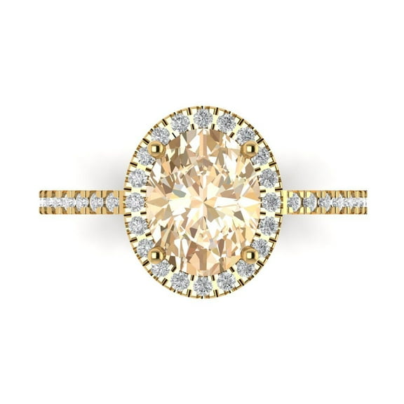 Solitaire with Accents Engagement Ring for Women - 2.27ct Natural Morganite in 14K Yellow Gold Promise Ring