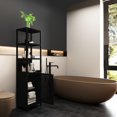 thumbnail image 4 of Lisonu Black Storage Tall Slim Cabinet with Shutter Door and 3 Tier Shelves, Natural Bamboo, 64.76 inches, 4 of 5
