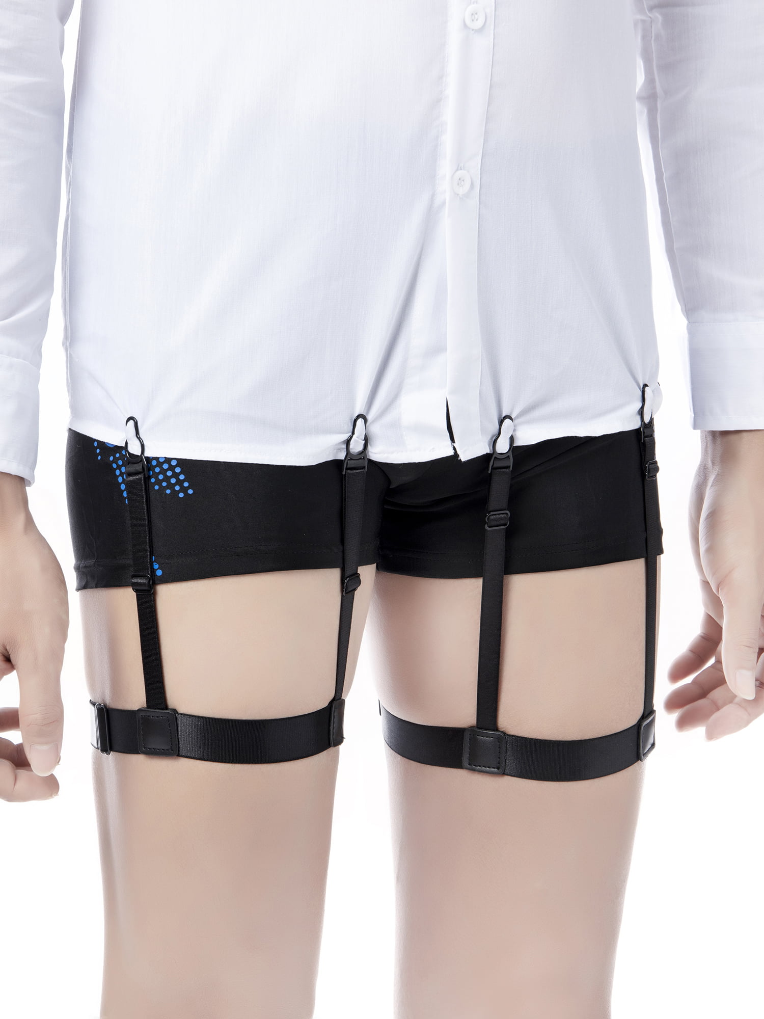 1 Pair Comfortable Braces Suspender Garters for Men Goodbuy Adjustable Shirt Stays with Non-slip Locking Clamps
