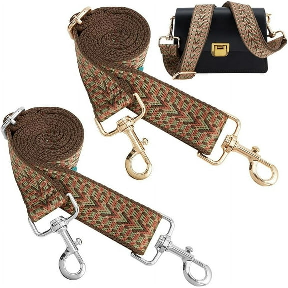 2 Colors Boho Style Purse Straps 31.8 Inch Adjustable Wide Shoulder Strap Replacement 2pcs Crossbody Canvas Bag Strap Multicolor Crossbody Replacement Strap Purse Making Accessories Colorful