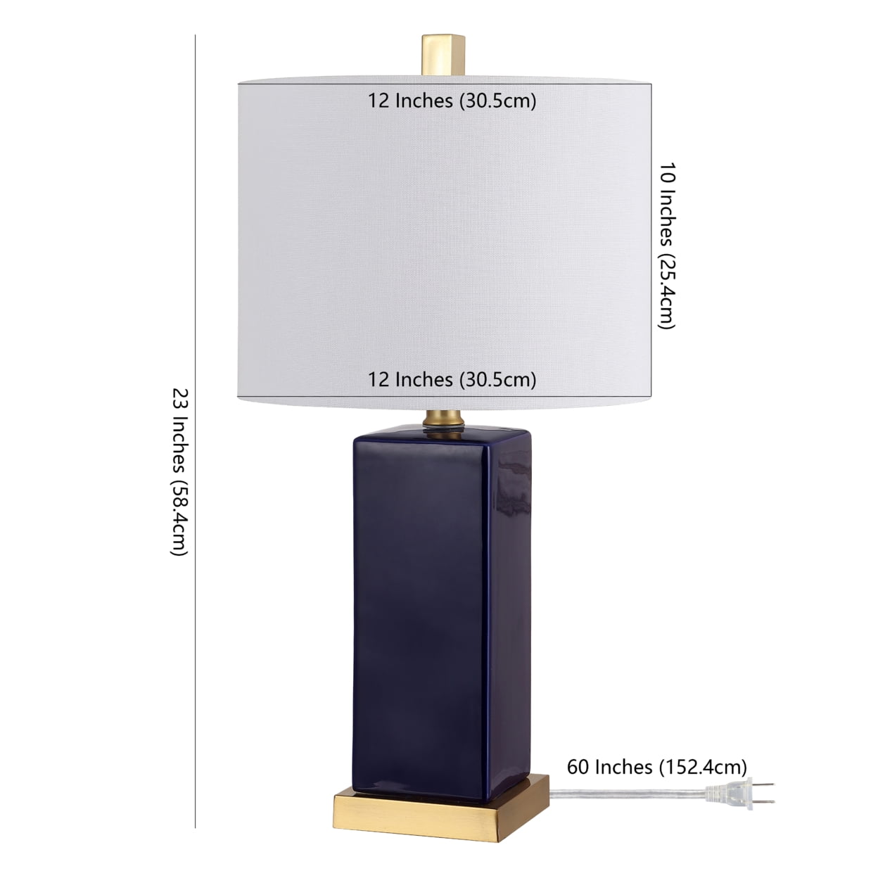 SAFAVIEH Wendi 23 in. Solid Ceramic Table Lamp, Navy Blue