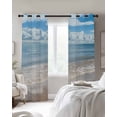 thumbnail image 4 of Ocean Beach Kitchen Curtains Summer Nature Blue Sea Waves Sky Cloudy Cafe Short Curtains for Bathroom Blackout Window Curtain Grommet Small Window Treatment Drapes for Bedroom Living Room 42"x45"x2, 4 of 9
