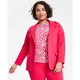 thumbnail image 1 of Michael Kors Womens Knit One Button Blazer Jacket, Pink, Plus Size, 2X, 1 of 1