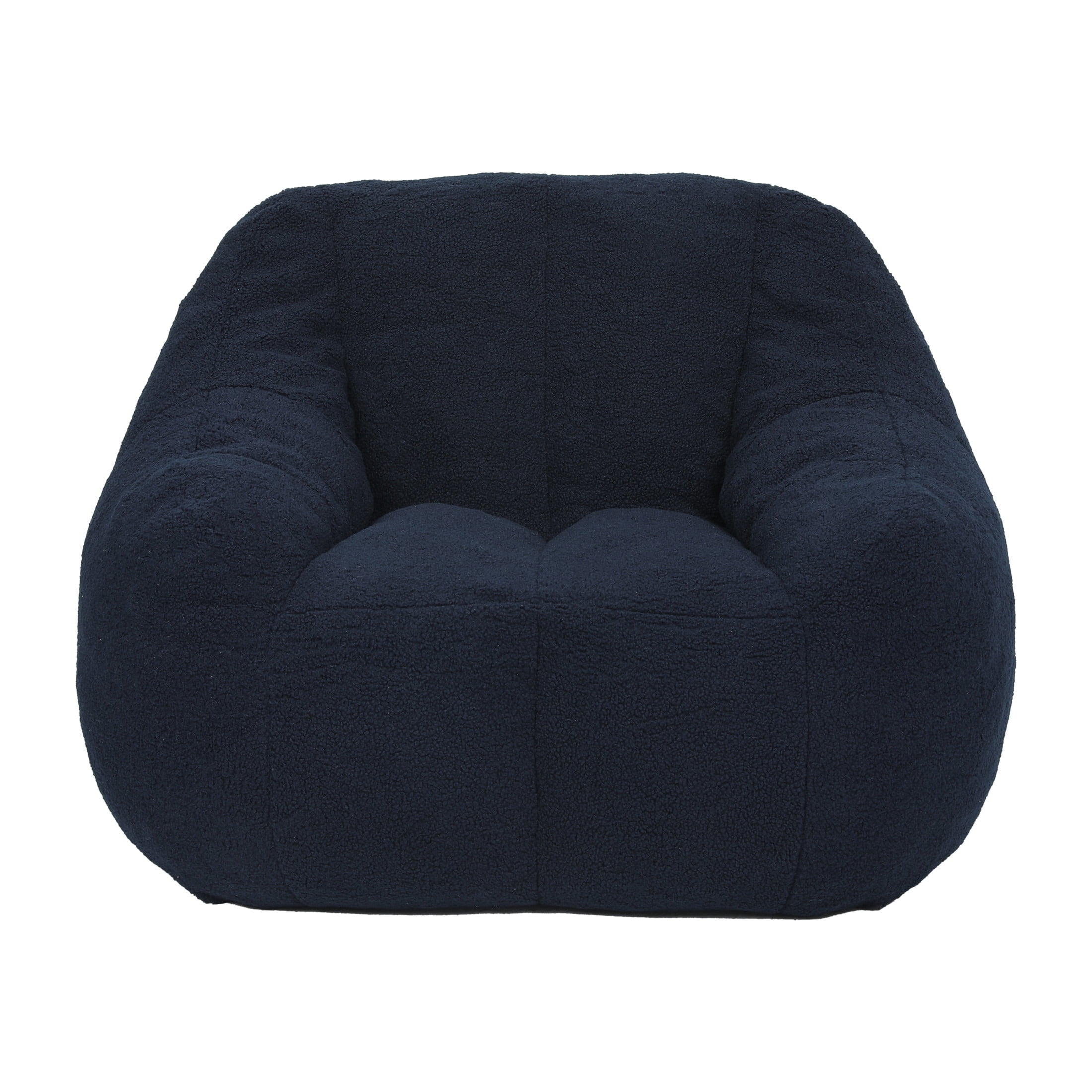 Noble House Halden Comfy Faux Fur Bean Bag Chair, Tufted Soft Memory Foam Lazy Sofa, for Living Room, Dark Blue