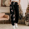 thumbnail image 2 of TTUHYWXI Christmas Pajamas Bottoms for Women Santa Claus Snowman Print Wide Leg Pj Pants with Pockets Lounge Sleepwear (Black, L), 2 of 5