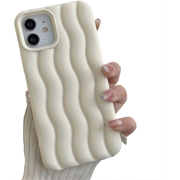 for iPhone Case,Cute Water Wave[Silky Smooth Touch] Silicone Soft Shockproof Phone Case (White,iPhone 11)