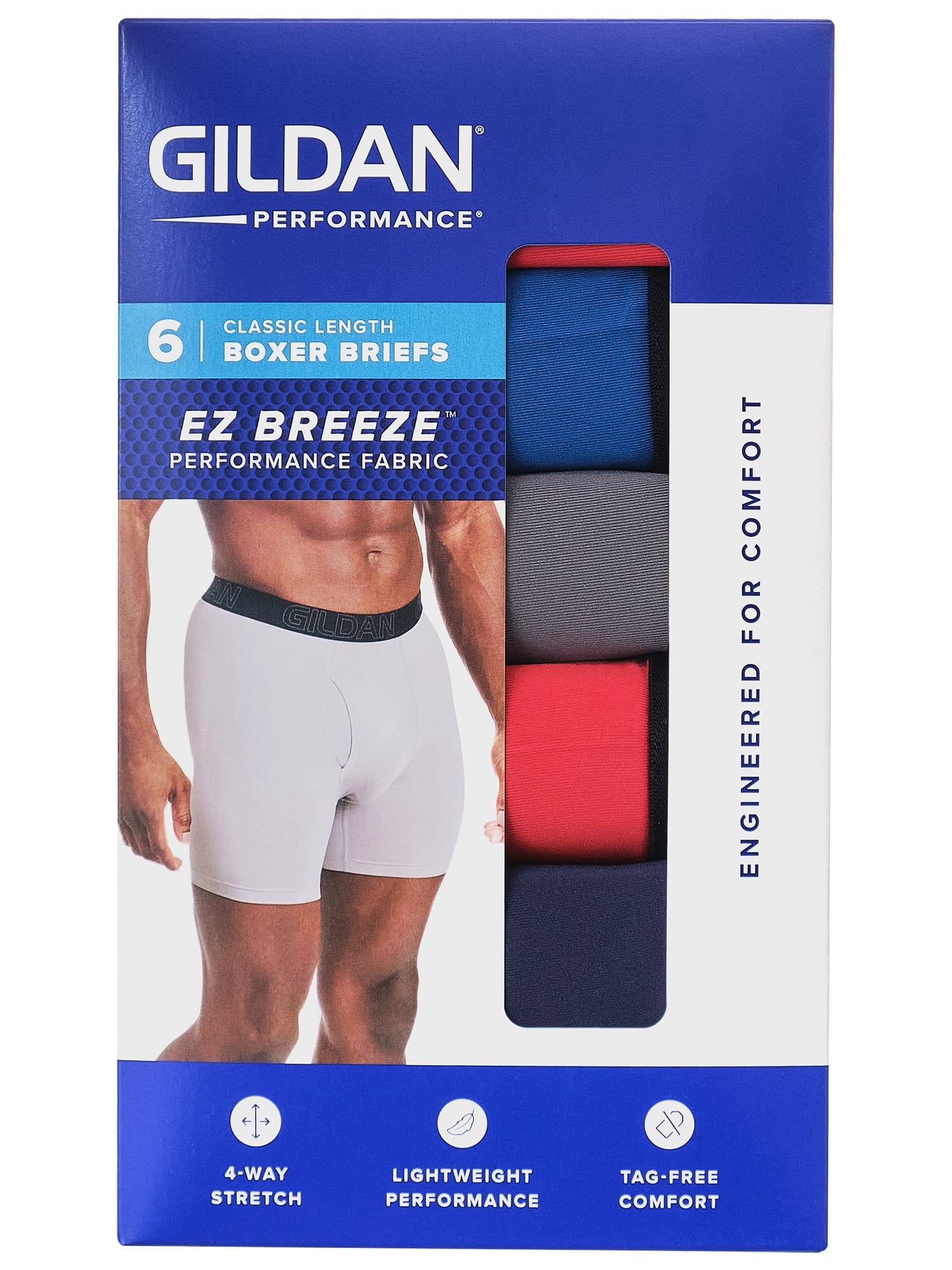 Gildan Performance Adult Men's EZ Breeze Boxer Briefs, 6-Pack