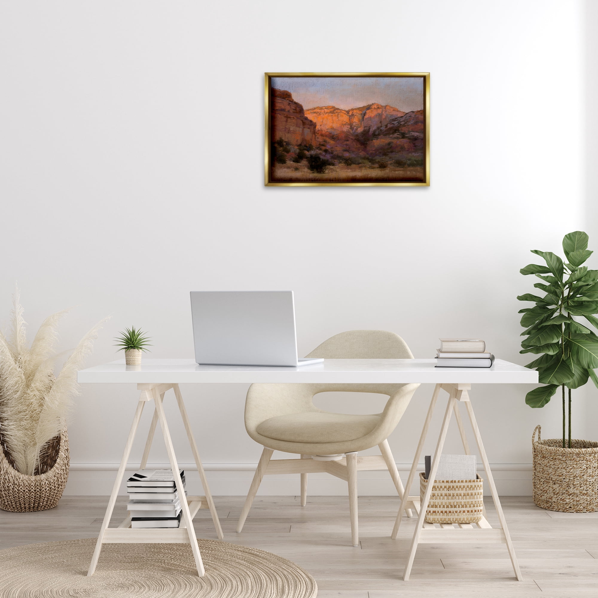 Stupell Industries Canyon Cliffs Landscape Landscape & Nature Painting Gold Floater Framed Canvas Art Print Wall Art, 25 x 17