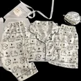 thumbnail image 3 of Ropa de dormir de algodón de nube para mujer, ropa de hogar de manga corta con cuello vuelto, conjunto de tres piezas, traje de regreso a casa dulce de verano, 3 of 5